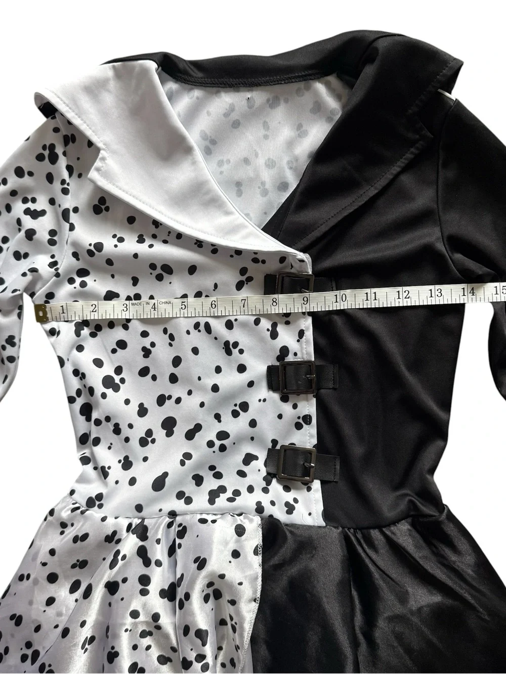 Cruella De Vil Costume Girls M Black White Dalmatian Dress Halloween